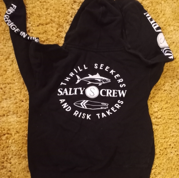 Salty Crew Hoodie Black Pullover Size Kids Large Long Sleeve Graphic Print - Picture 1 of 5